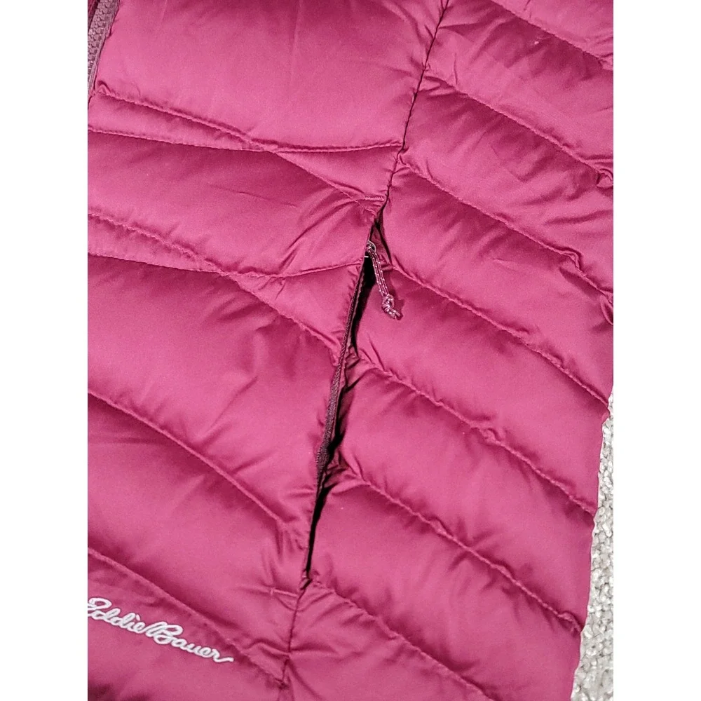 Eddie Bauer EB 650 Vest Womens XL Burgundy Down Filled Puffer Full Zip Pockets